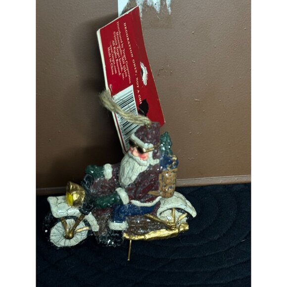 Lot of 2 Santa Helicopter & Motorcycle Christmas Ornament By Trim - Picture 11 of 15